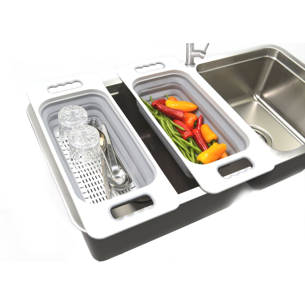 SAMMART 2.6L (0.68 gallon) Set of 2 Over The Sink Rectangular Colander-image-OPC-PFPQXMS-NEW