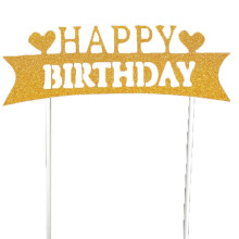 Flairs New York Happy Birthday Decorations Cake Toppers -juhlarekvisiitta (1 pakkauksessa Cake Topper Gold Glitter Happy Birthday Heart)