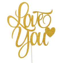 FLAIRS New York Happy Birthday Decorations Cake Toppers Party Party (Gold Glitter Love You Heart)