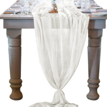 Socomi 10ft Ivory Chiffon Table Runner 29x120 Inches Wedding Runner Sh