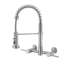 Torneira de Cozinha de Parede Fonveth 8 Pol, Preto Fosco, Com Spray, Estilo Comercial, 1.8 Galões por Minuto