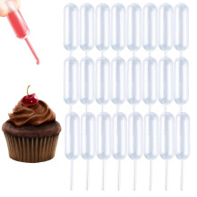 Moveland 4ml Muanyag Cupcake Pipettk Kinyomhat fecskendok 50 db Eldobhat Folyadk Injektor Squeeze Transfer cseppento eper Cupcakes Desszertek sz