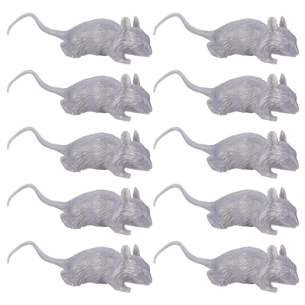 Kricely (, One Size) 10Pcs Halloween Simulation Mouse Plastic Fake Mouse Interesting Prank Toys Grey