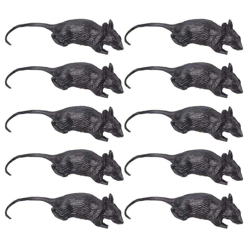 Kricely (, One Size) 10Pcs Halloween Simulation Mouse Plastic Fake Mouse Interesting Prank Toys Black