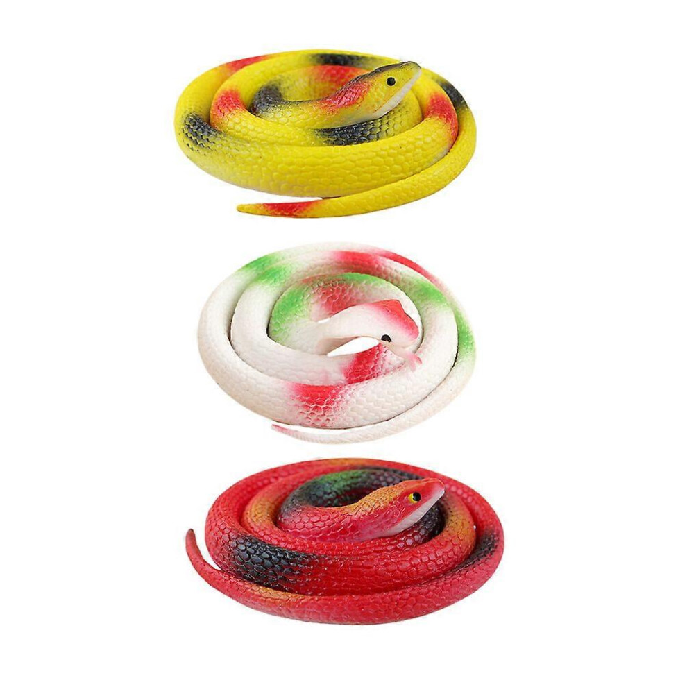 Kricely (As Shown, One Size) 6Pcs Lifelike Artificial Snake Rubber Snakes Simulation Snake Playthings Eco-Friendly Tricky Snake Toys Novel Tricky Toys (Red+Ye Red