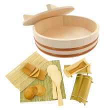 BAMBOOMN 13 """" Hangirari Oke Sushi Rice Rice Bowl/Tub cu capac 19 piese care fac servire accesorii Kit - mare