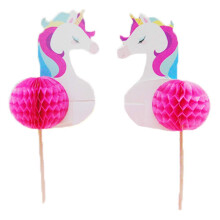 FLAIRS New York Happy Birthday Decorations Cup Cake Toppers Party Party (pachet de 2 cani de tort Toppers Unicorns)