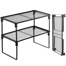 Tomorotec [2 pack] etagere de rangement de cuisine empilable Rack de rackage pliable Epice armoire organisation etageres de rangement etageres de