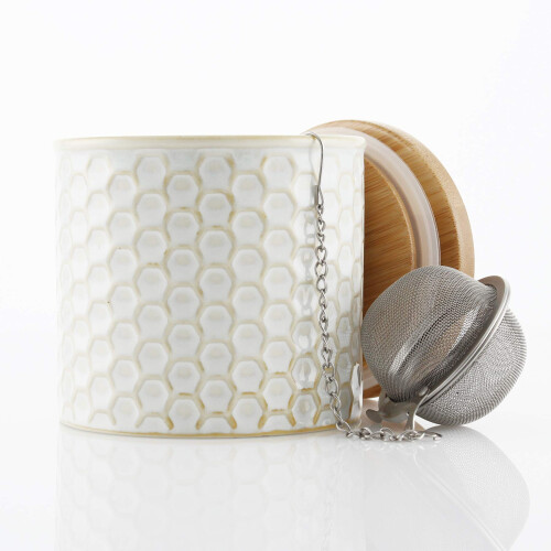 Caddy de ceai de cntare cu infuzor de 8 oz alb 1