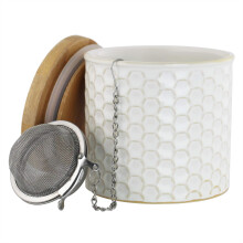 Caddy de ceai de cntare cu infuzor de 8 oz alb