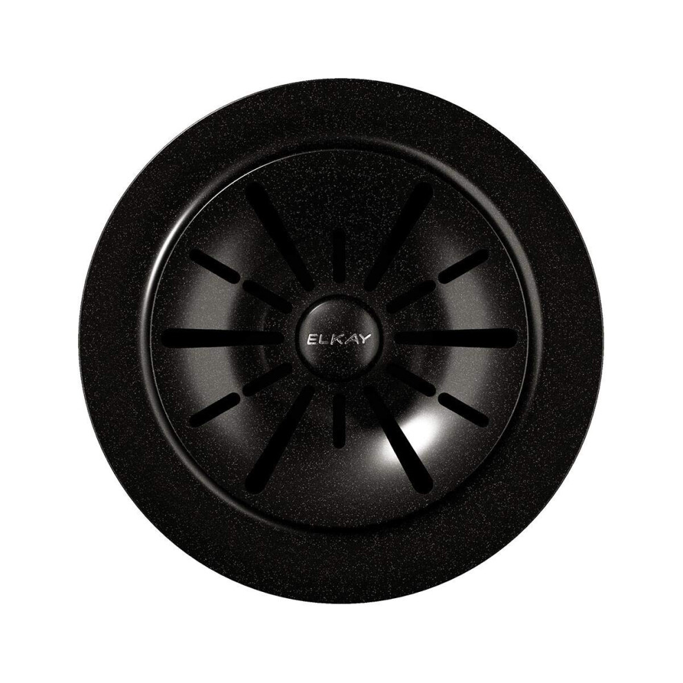Elkay Quartz Perfect Drain 312 Polymer Disposer Flange With Removable Basket Strainer And Rubber Stopper Caviar 094902120638