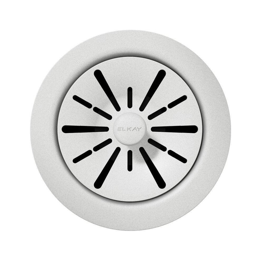 Elkay Quartz Perfect Drain 312 Polymer Disposer Flange With Removable Basket Strainer And Rubber Stopper White 094902120768