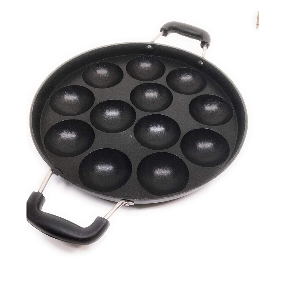 GD 12 Pit Appam Maker Stainless Steel Lid Paniyaram Pan Appam Patra Paniyarakkal Tawa Nonstick Appam Baking Tray Takoyaki Pan A