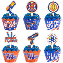 Cracoo Dart War Party Cupcake Toppers Wrappers Copii Copii Bate?ti Picks Target Bullet Dart War Party Furnizeaza Decorare -48 Piesa