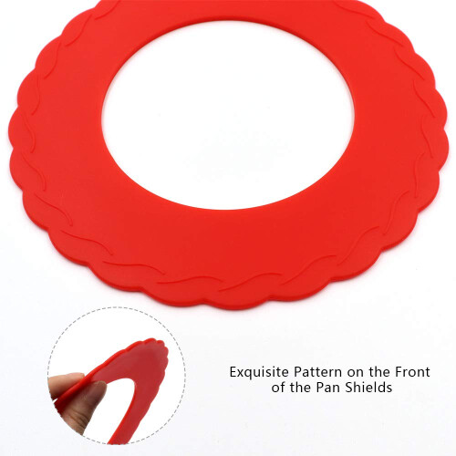 WYBG 4 PCS Mini Pie Crust Shields Silicone Pie Pan Shield til Baking Mini Pie Crust Protector 4 til 6 in (rød) 2