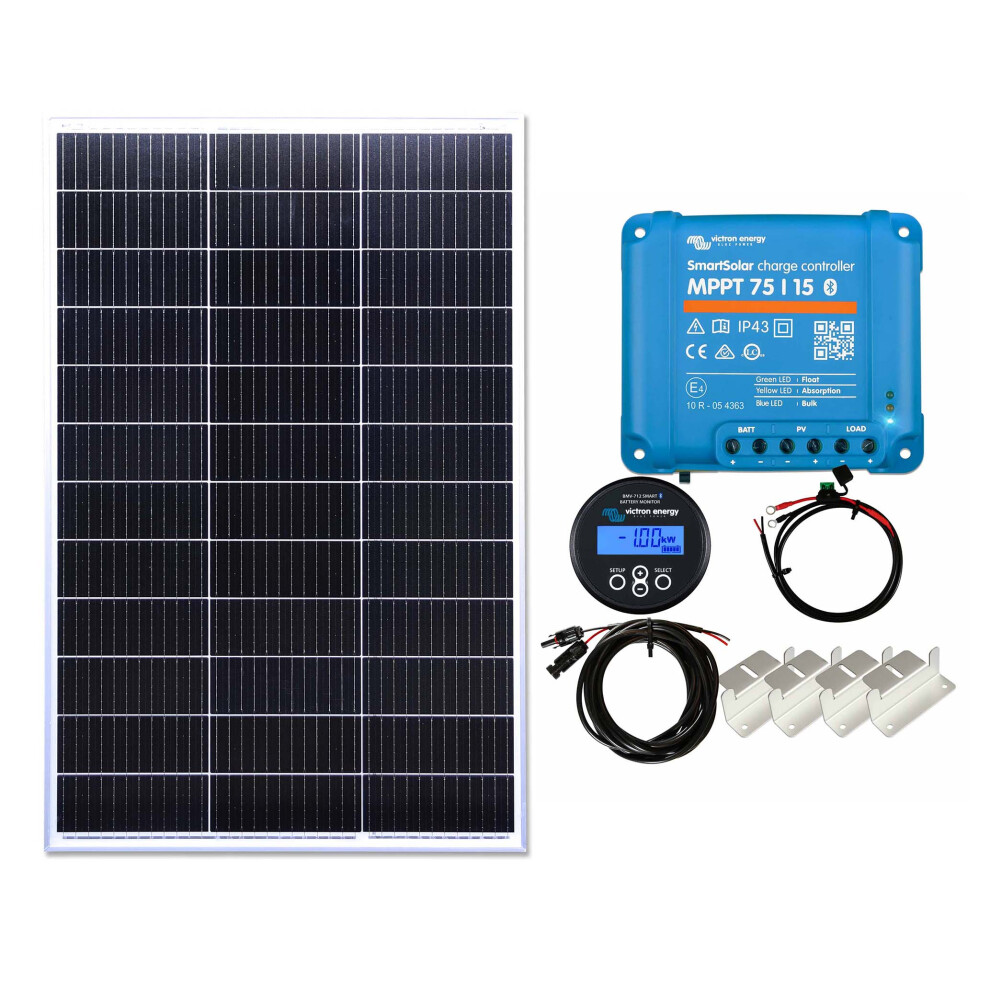 150w Mono Solar Panel Kit Battery Charging MPPT Controller Monitor Z br with Mounting Brackets and Cable