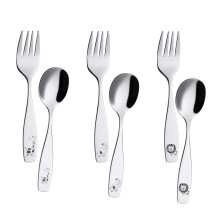 ANNOVA barnsilver 6 delar Skert bestick fr barn i rostfritt stl - 3 x barngafflar 3 x middagssked Smbarnsredskap fr matlda (safaridjur etsa