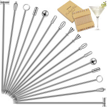 Demigo cocktail vælger 16 stk 8 nye stilarter rustfrit stål genanvendelige olivenfyldere Martini Pick Set Fruit Toothpick Garnish spyd Appetizer