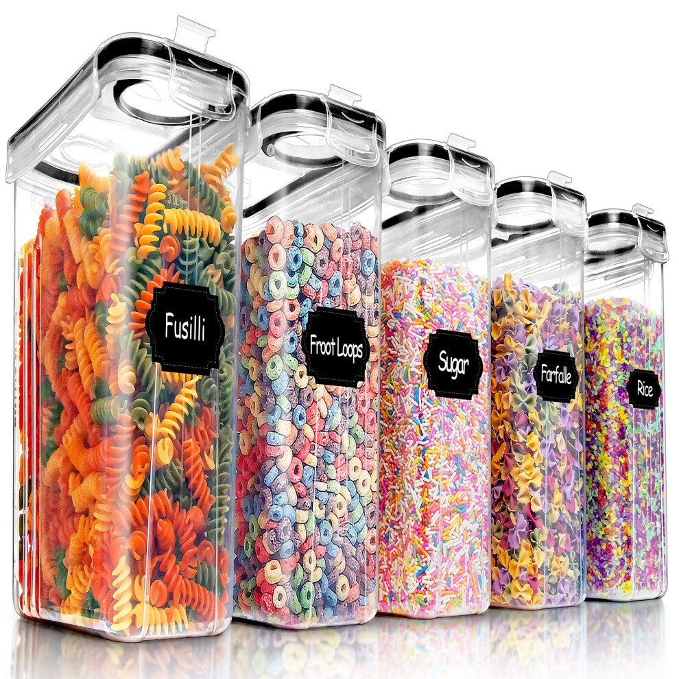 PRAKI 5PCS Cereal Containers Storage Set BPA Free Airtight Food Stora