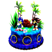 Sada ozd b na tortu Sonic and Shadow s ozdobn mi doplnkami (jedinecn dizajn)