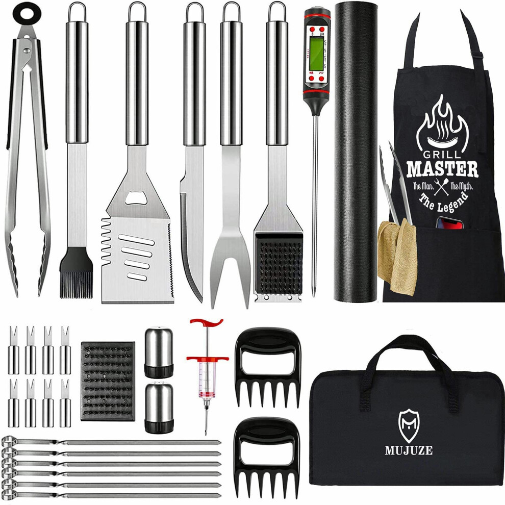 Accessoires de gril MUJUZE pour barbecue extérieur, ensemble de 31 pièces, cadeaux pour hommes, papa, kit de gril, ensemble d'ustensiles