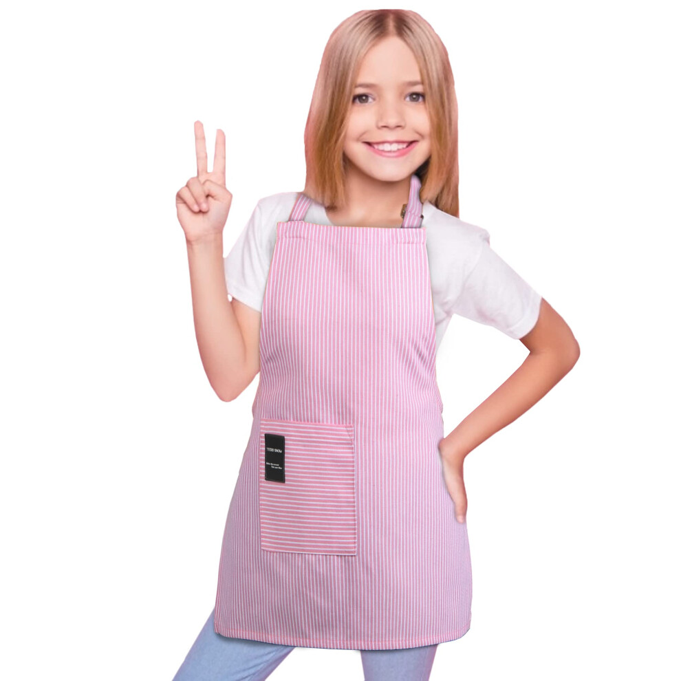TeddSnow Daily Kids Apron  Toddler cotton Adjustable Bib chef Apron wi