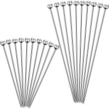 FATLODA 20 STK Cocktailplukke til drinks Cocktailtandstikkere i rustfrit st?l Lange genanvendelige cocktailspyd Metal Martini-plukke til oliven F