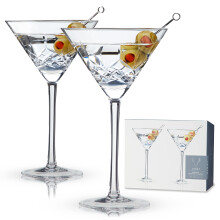 Viski Admiral getzte Martini-Glser, Cocktail-Coupe-Glser, Kristallglas mit Stiel, Trinkgeschirr fr Zuhause und Bar, 2er-Set, 277 ml
