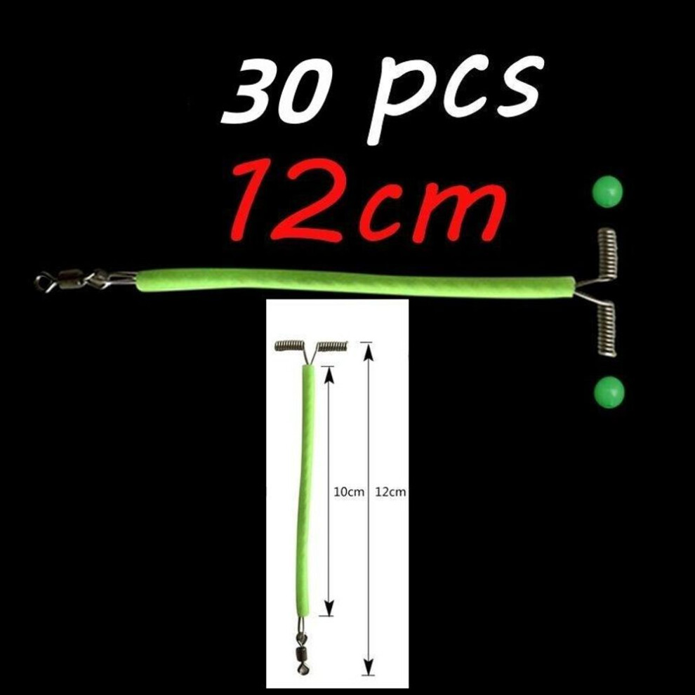 (12cm) 30pcs Darkness Glow Wire Arms With Swivel Beads Saltwater Fishing Rig Branches Dropper Terminal Tackles 5cm 7cm 9cm 12cm 15cm