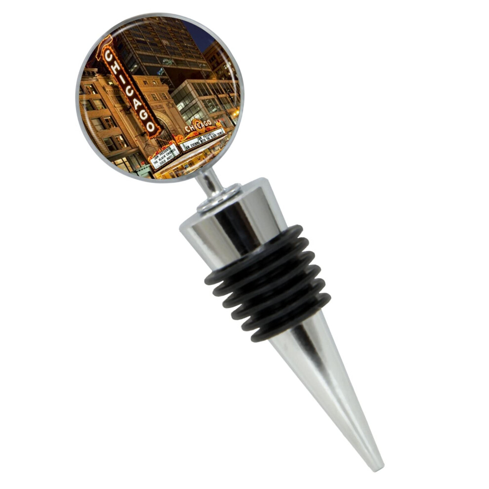 Bouchon de bouteille de vin Chicago Marquee dans une boîte cadeau, parfait pour un cadeau de pendaison de crémaillère