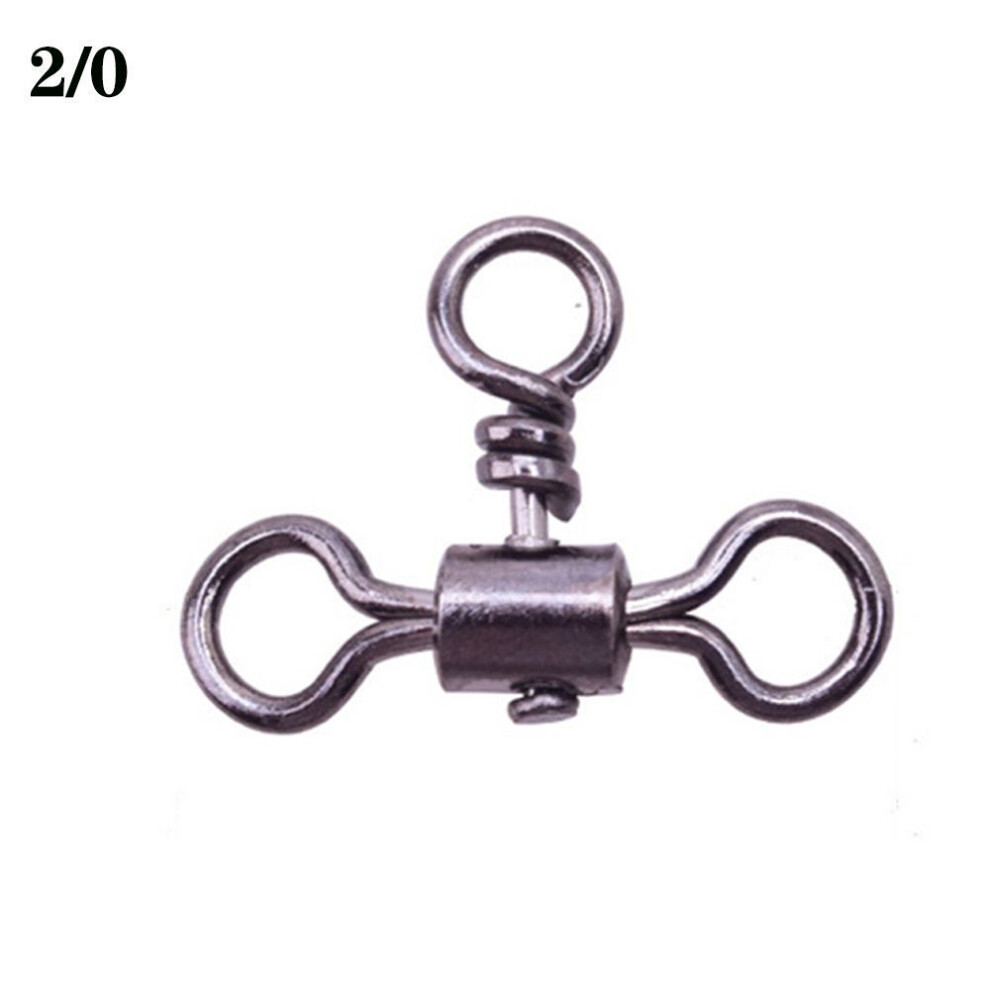 (2/0) Srolling Trident Fishhook Connector T-shape Fishing Swivels Cross Line 3 Way Bearing Swivel