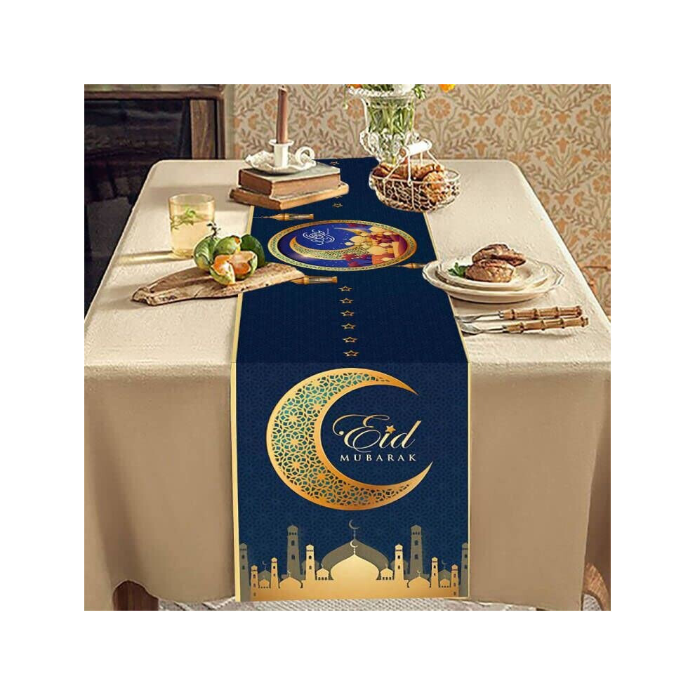 delaimastor Chemin de table Eid Mubarak Étoile dorée Lanterne de lune Décorations du Ramadan pour la décoration de table du Ramadan 13x70 pouces