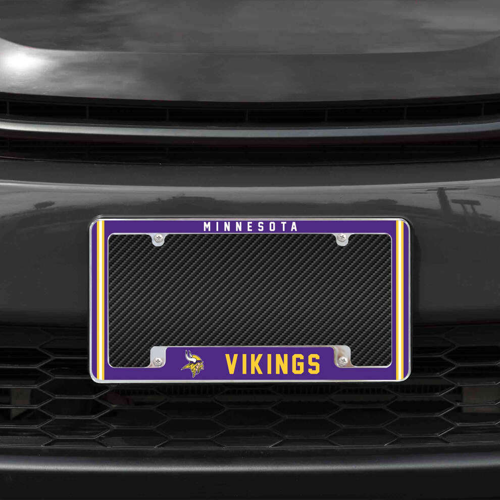 Rico Industries Nfl Minnesota Vikings Alternate 12 X 6 Chrome All Over Automotive License Plate Frame For Cartrucksuv 611407389713