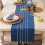 NAVY/OFF-WHITE STRIPE TASSEL TABLE RUNNER 14x108 3