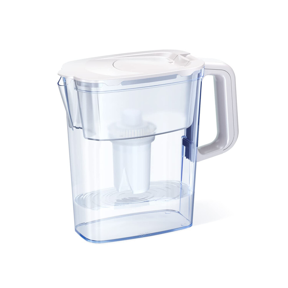 AQUAPHOR Compact 5Cup Water Filter Pitcher  White with 1 x B15 Filter  Fits in The Fridge Door  Reduces Limescale and Chlori