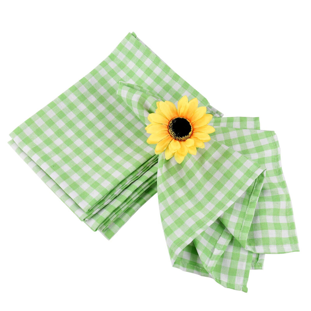 Lot de 6 serviettes en tissu à carreaux Buffalo 18 x 18 pouces Vert Blanc Coton