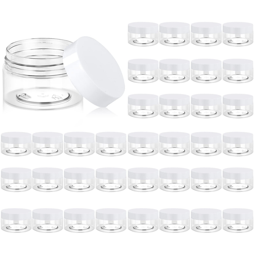 Ã©Ternel 36 Pack 1 Oz Plastic Jars Round Clear Cosmetic Container Jars With White Lids Eternal Moment Plastic Slime Jars For Lotion Cre