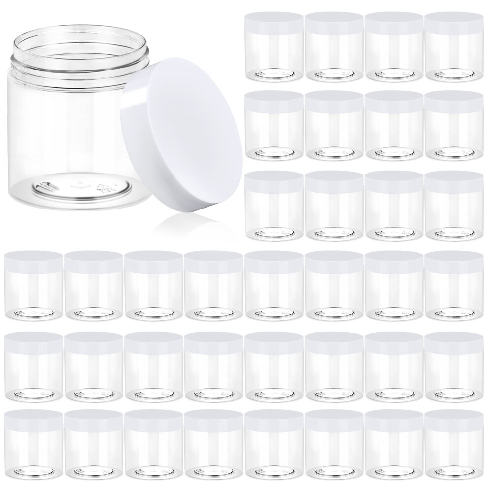 Eternal Moment 36 Pack 4 Oz Plastic Jars Round Clear Cosmetic Container Jars With White Lids Plastic Slime Jars For Lotion Cre