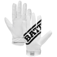 Guantes de fútbol Battle Sports Double Threat para receptores - Adultos y jóvenes - Guantes Ultra Stick - Juvenil Grande, Blanco