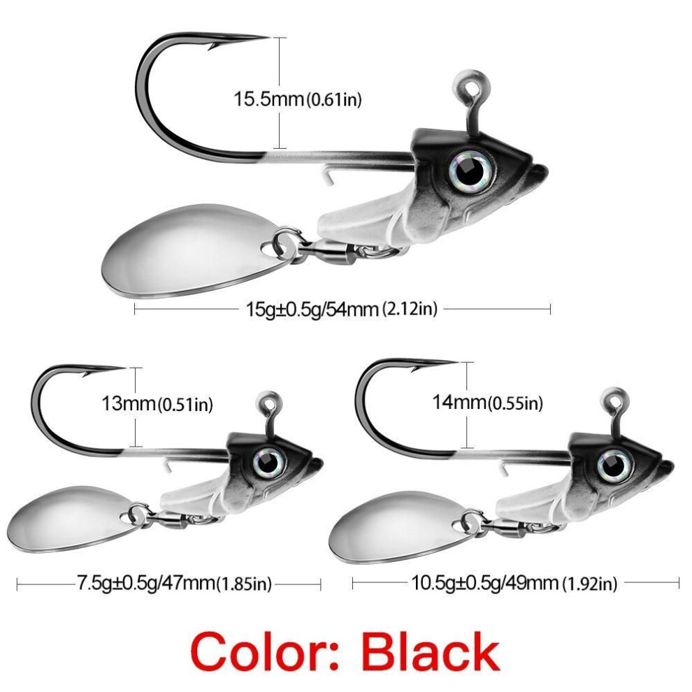 (black, 10.5g) Luya Lead Hook Fish Hook 10.5g 15g Fish Head Fish Hook Soft Bug Fish Set Diy Kit Lxy