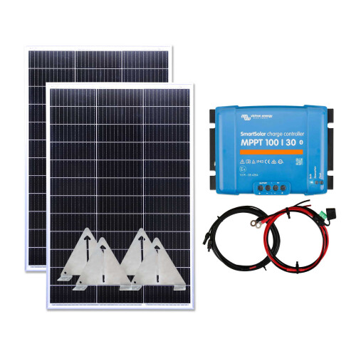 Lowenergie Victron 300w Mono Solar Panel Kit MPPT Smart Charging Controller Battery Flip Mounts