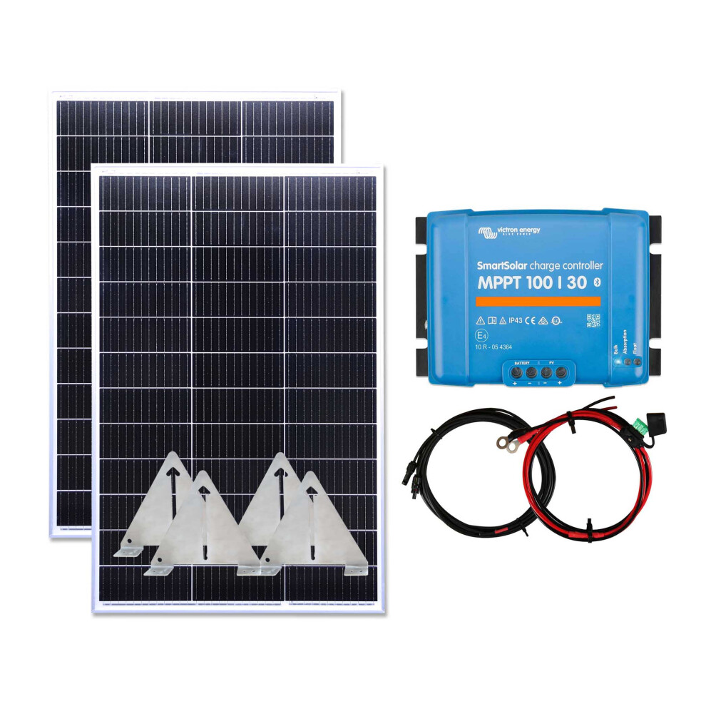 Victron 300w Mono Solar Panel Kit MPPT Smart Charging Controller Battery Flip Mounts