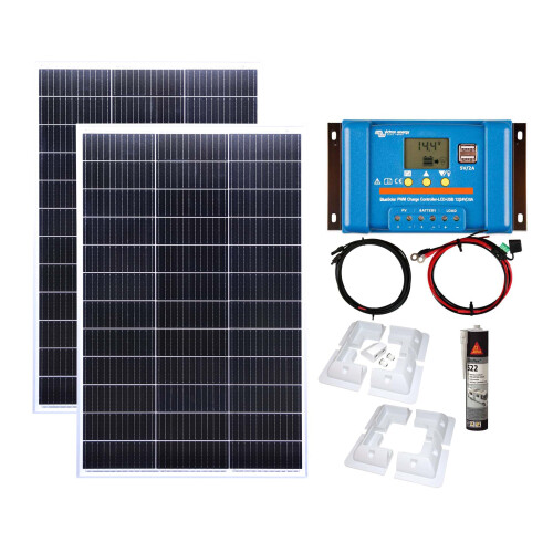 Lowenergie Victron 300w Solar Panel Kit battery charge PWM-USB Controller brackets Sikaflex
