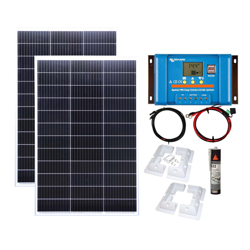 Lowenergie Victron 300W Solar Panel Kit Battery Charge Pwm-Usb Controller Brackets Sikaflex