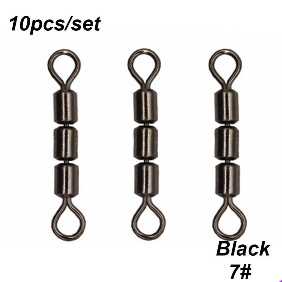 (black, 7) Portable High Quality Corrosion Resistant Rolling Triple Quick Connect Safe Fishing Swivels Bearing