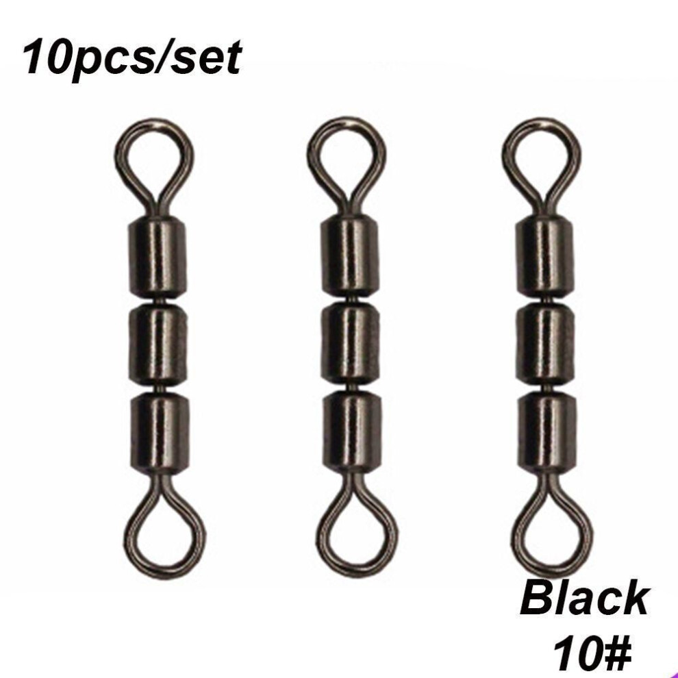 (black, 10) Portable High Quality Corrosion Resistant Rolling Triple Quick Connect Safe Fishing Swivels Bearing