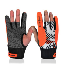Professionella anti-lysbowlinghandskar Bekvma bowlingtillbehr Semi-finger Instruments Sportshandskar Mantens fr bowling (Orange M)