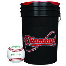 Balde para pelotas de b   isbol Diamond Sports de 6 galones con 30 pelotas de b   isbol de las ligas menores DLL-1, color negro