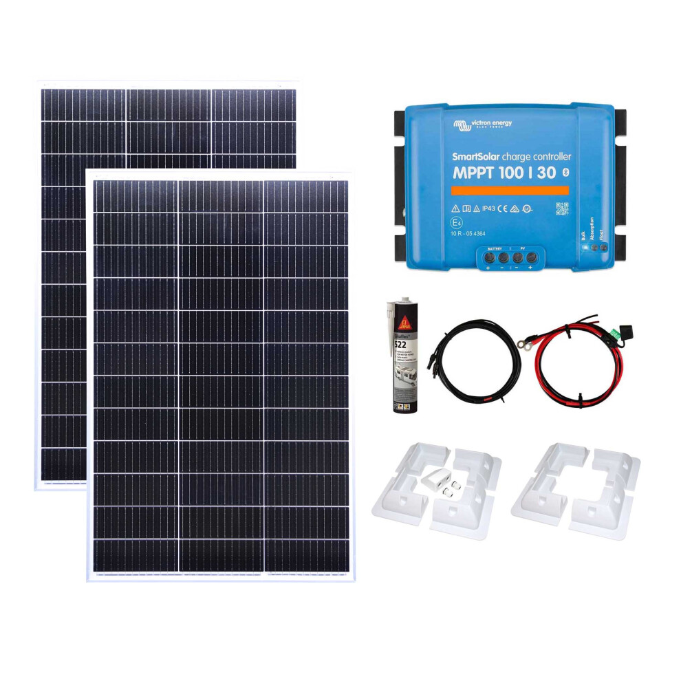 Victron 300w Mono Solar Panel Kit MPPT Smart Charging Controller Battery Mounts