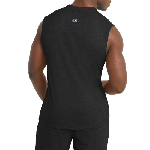 Champion Men's Classic Jersey Muscle Tee  Screen Print Script  Black 1